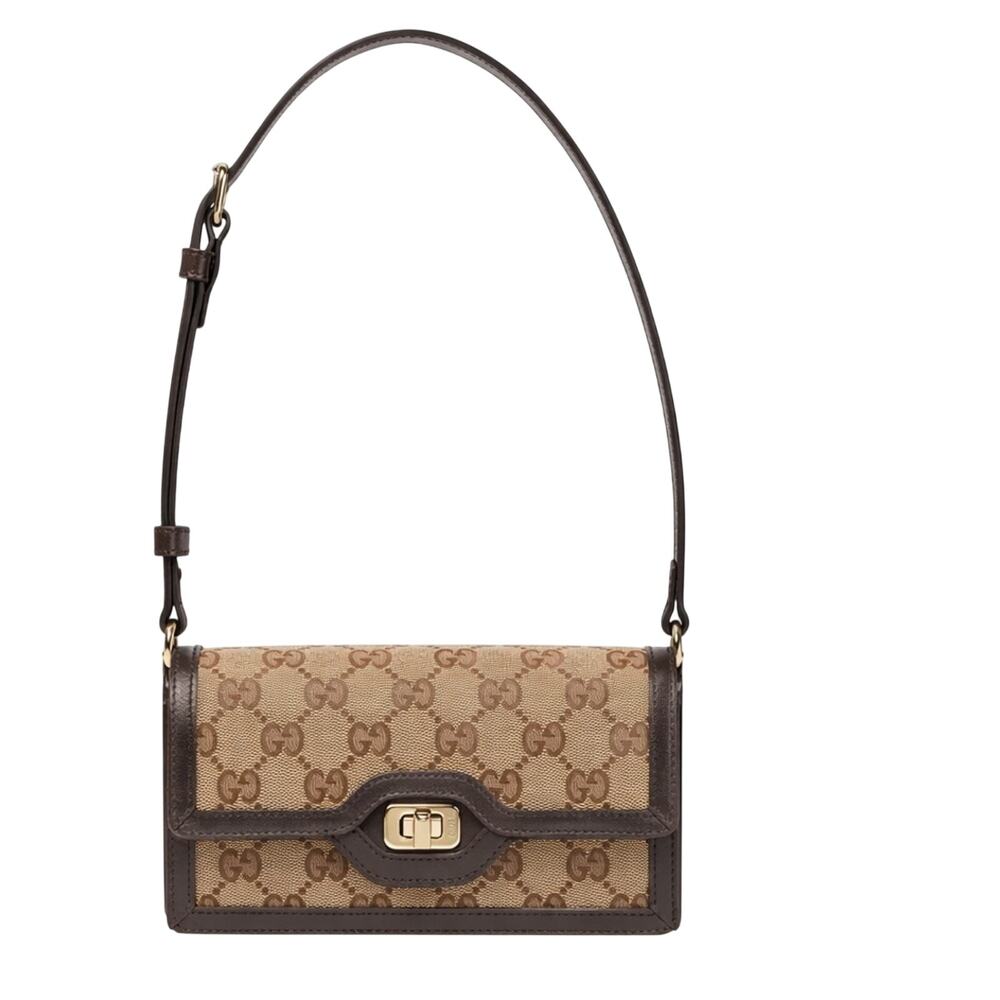 ❌Sold-Gucci Luce gg Beige and Brown Shoulder Bag